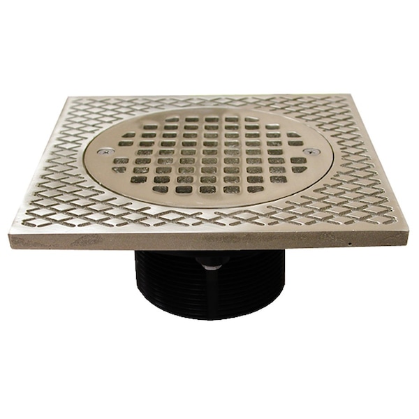 Jones Stephens 3in. IPS ABS Spud with 7in. Square Top and 5in. Nickel Bronze Strainer D57501 - main